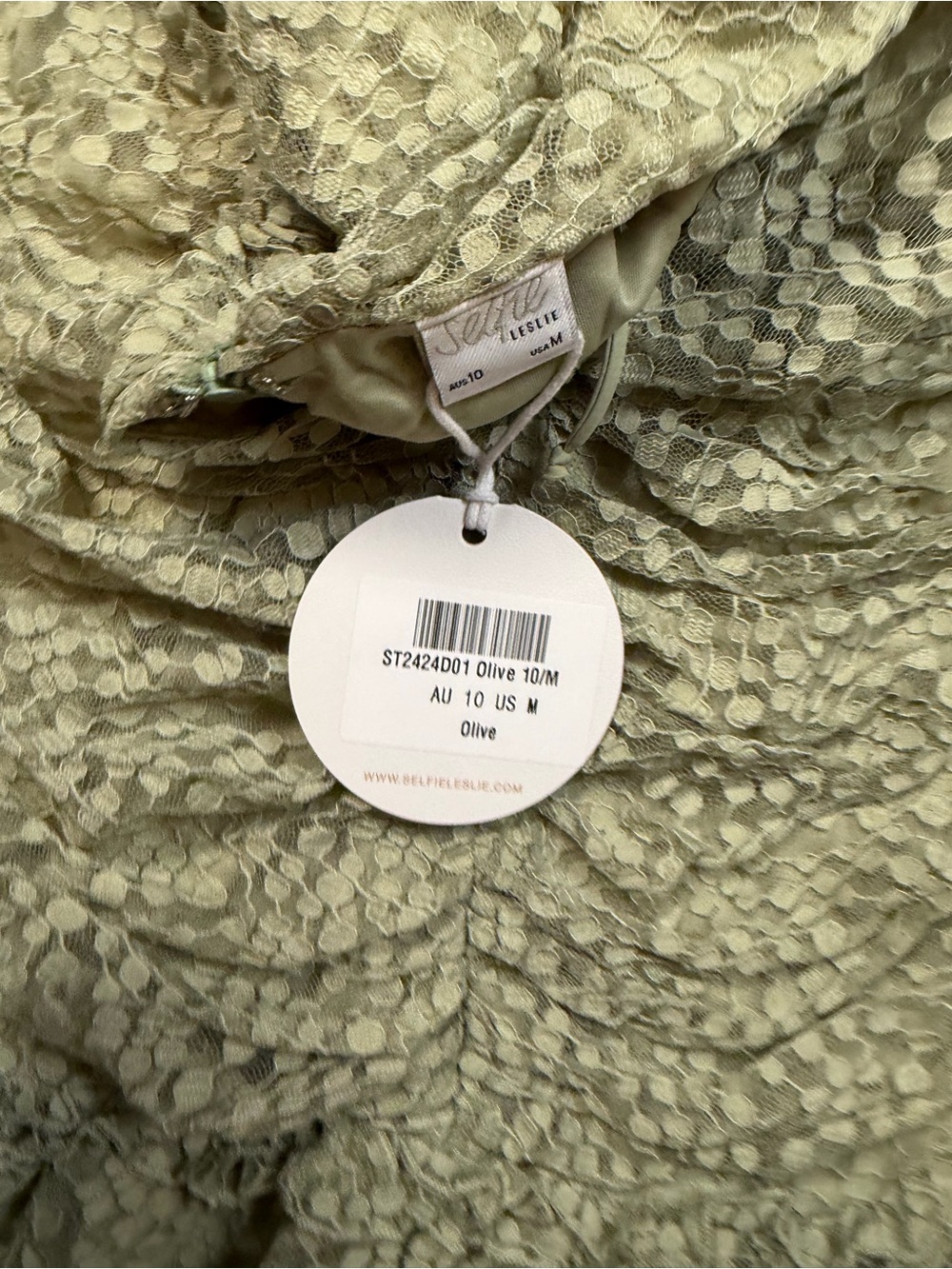 NWT‎ Selfie Leslie Olive Green Ruched Square Neck Lace Sheer Sleeve Mini Dress - Picture 12 of 13